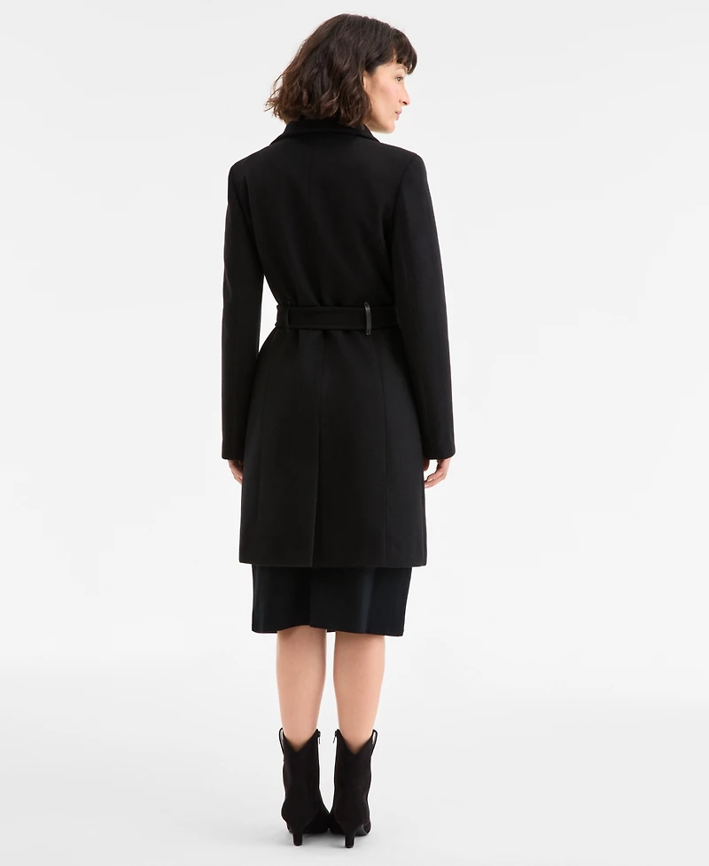 Dkny Women's Asymmetric Front-Zip Belted Coat, Exclusively at Macy's