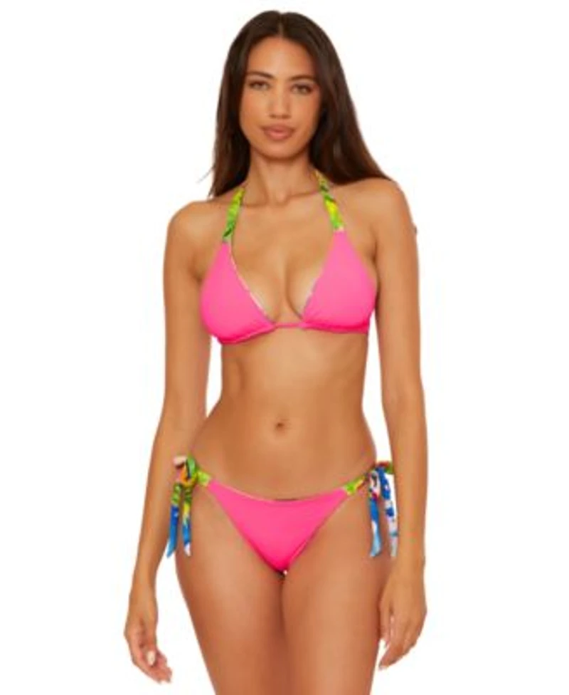 Becca Womens Positano Reversible Triangle Bikini Top Positano Reversible Side Tie Bikini Bottoms