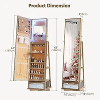 Vlsrka Jewelry freestanding storage mirror cabinet with shelves, built-in lights, and rotating feature.