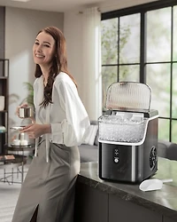 Antarctic Star Nugget Ice Makers Countertop, Pebble Ice Machine with Chewable Pellet Ice, 34Lbs/24H, Self-Cleaning, Sonic Ice, One-Click Operation, fo