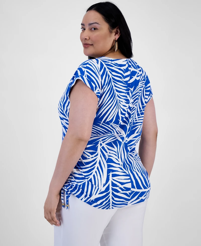 I.n.c. International Concepts Plus Printed Adjustable-Side-Tie Top, Exclusively at Macy's