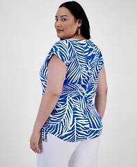 I.n.c. International Concepts Plus Printed Adjustable-Side-Tie Top, Exclusively at Macy's