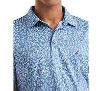 Nautica Men's Classic-Fit Seahorse-Print Birdseye Interlock Performance Golf Polo Shirt