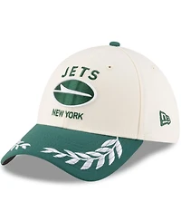 New Era Men's Cream/Green York Jets 2025 Nfl Draft 39THIRTY Flex Hat