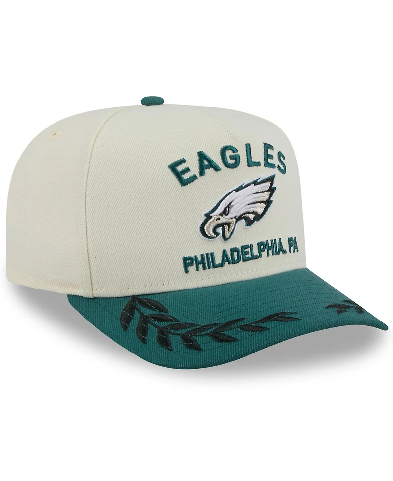 New Era Men's Cream/Green Philadelphia Eagles 2025 Nfl Draft A-Frame 9FIFTY Snapback Hat