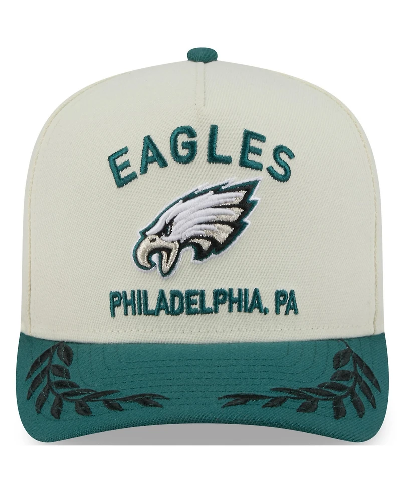 New Era Men's Cream/Green Philadelphia Eagles 2025 Nfl Draft A-Frame 9FIFTY Snapback Hat