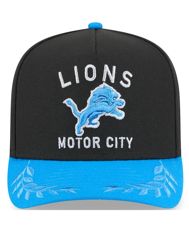 New Era Men's Black/Blue Detroit Lions 2025 Nfl Draft A-Frame 9FIFTY Snapback Hat