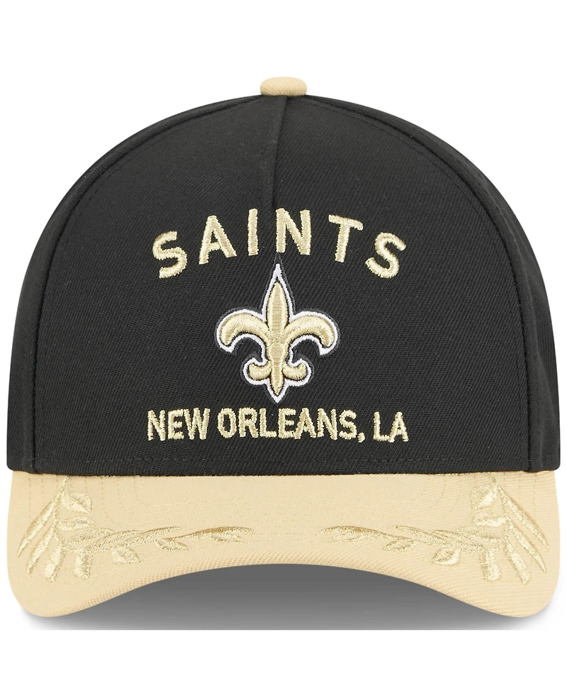 New Era Men's Black/Gold New Orleans Saints 2025 Nfl Draft 9FORTY A-Frame M-Crown Adjustable Hat