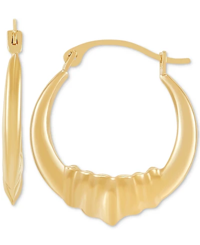 Polished Concentina Creole Small Hoop Earrings in 14k Gold, 0.79"