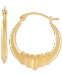 Polished Concentina Creole Small Hoop Earrings in 14k Gold, 0.79"