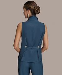 Donna Karan New York Women's Sleeveless Tie-Front Collared Shirt