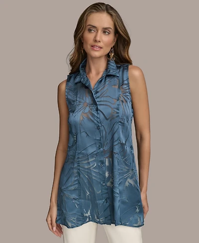 Donna Karan New York Women's Sleeveless Button-Front Tunic Top
