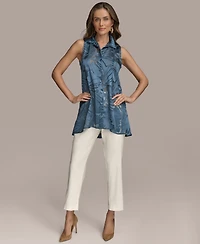 Donna Karan New York Women's Sleeveless Button-Front Tunic Top