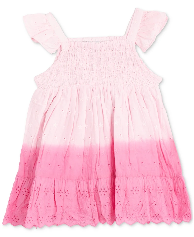 Rare Editions Baby Girls Flutter-Sleeve Ombre Eyelet Dress
