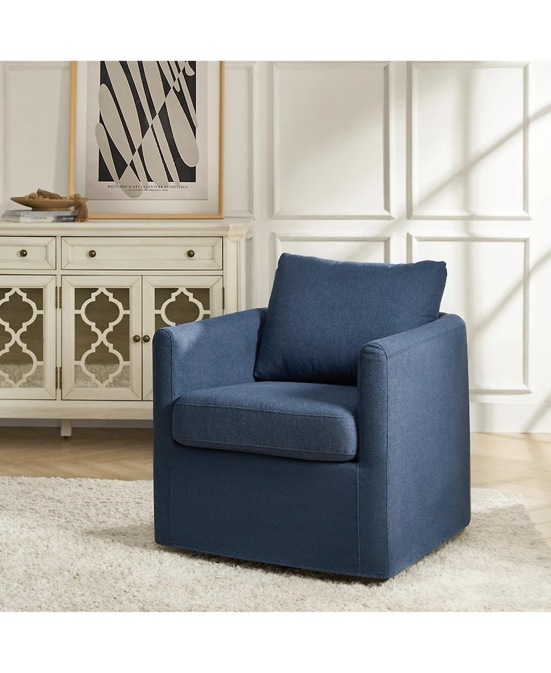 Modern Asser Slipcovered Swivel Chair