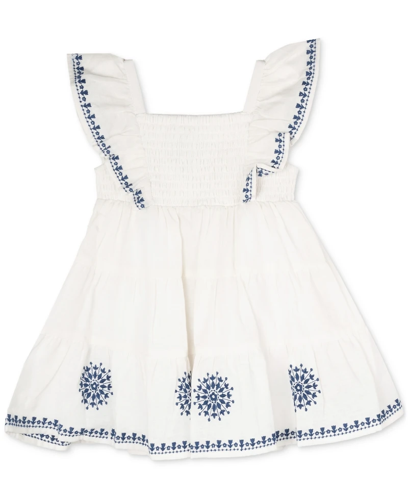 Rare Editions Baby Girls Embroidered Smocked-Bodice Dress
