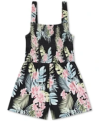Hurley Big Girls Smocked-Bodice Floral-Print Romper