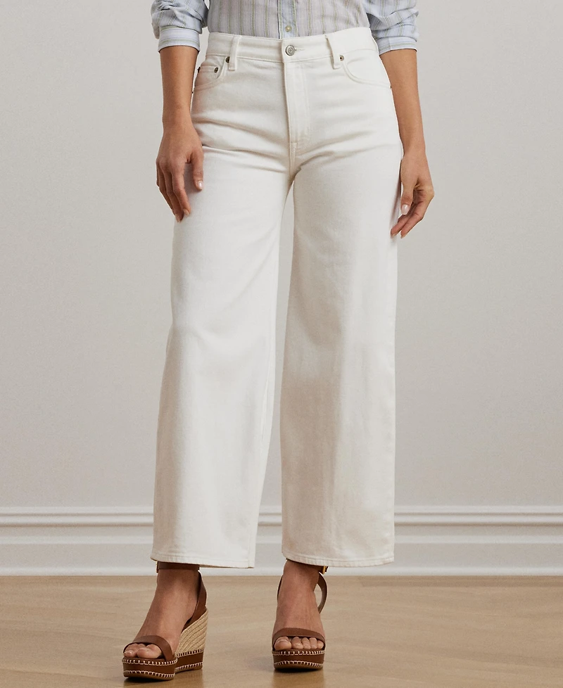 Lauren Ralph Women's High-Rise Wide-Leg Cropped Jeans