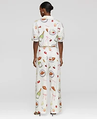 Avec Les Filles Women's Printed Button-Front Camp Shirt