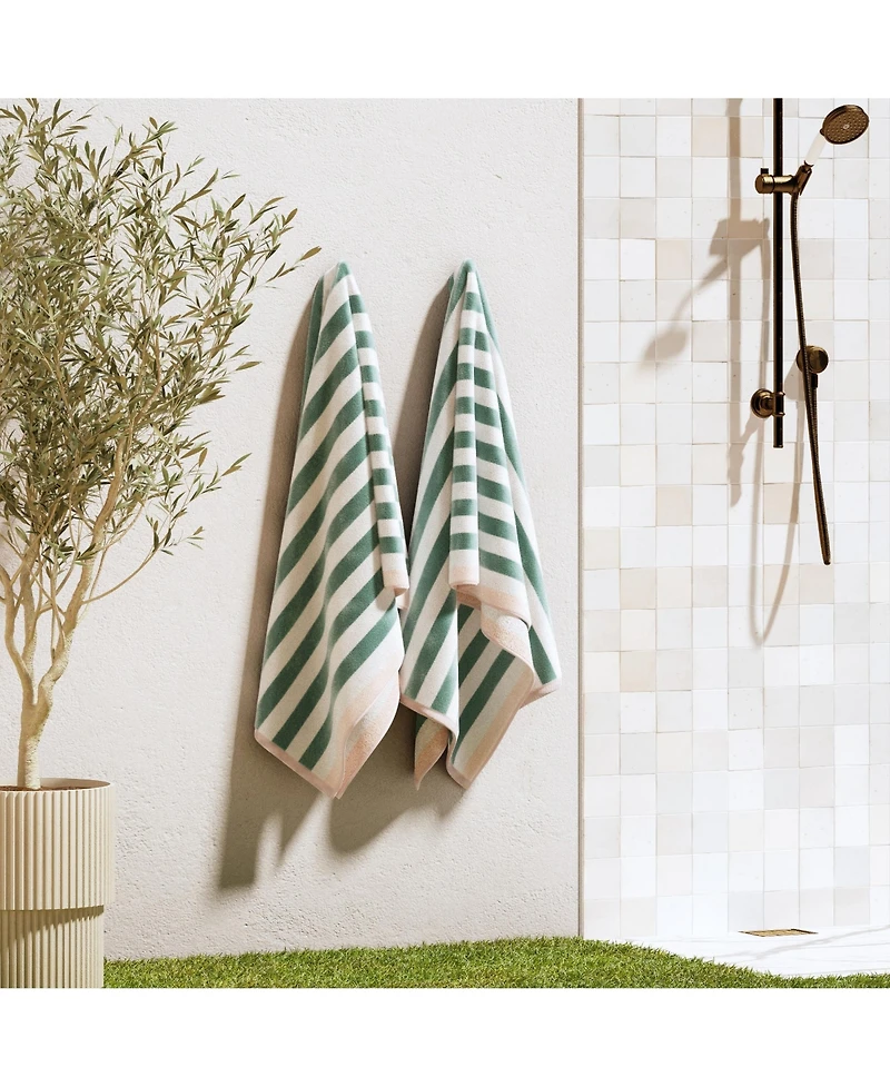 Linery & Co. Oversized Cotton Stripe Border Beach Towel