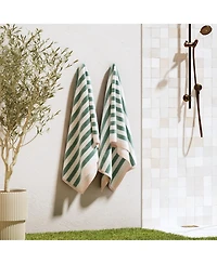 Linery & Co. Oversized Cotton Stripe Border Beach Towel