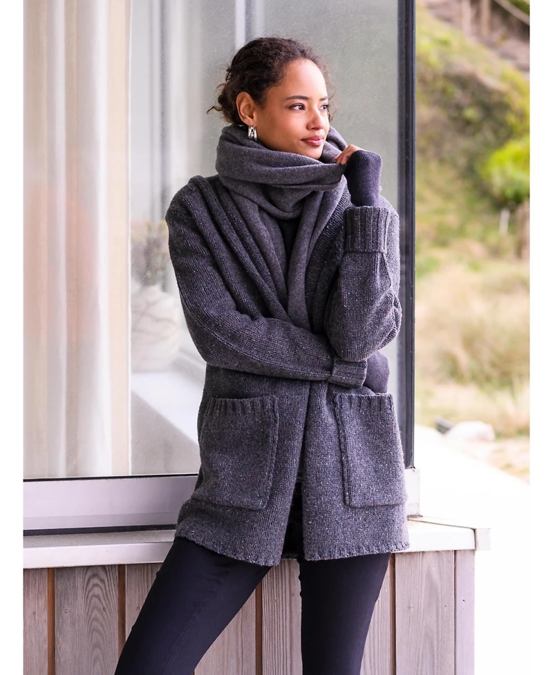 Celtic & Co. Women's Flecked Hooded Coatigan