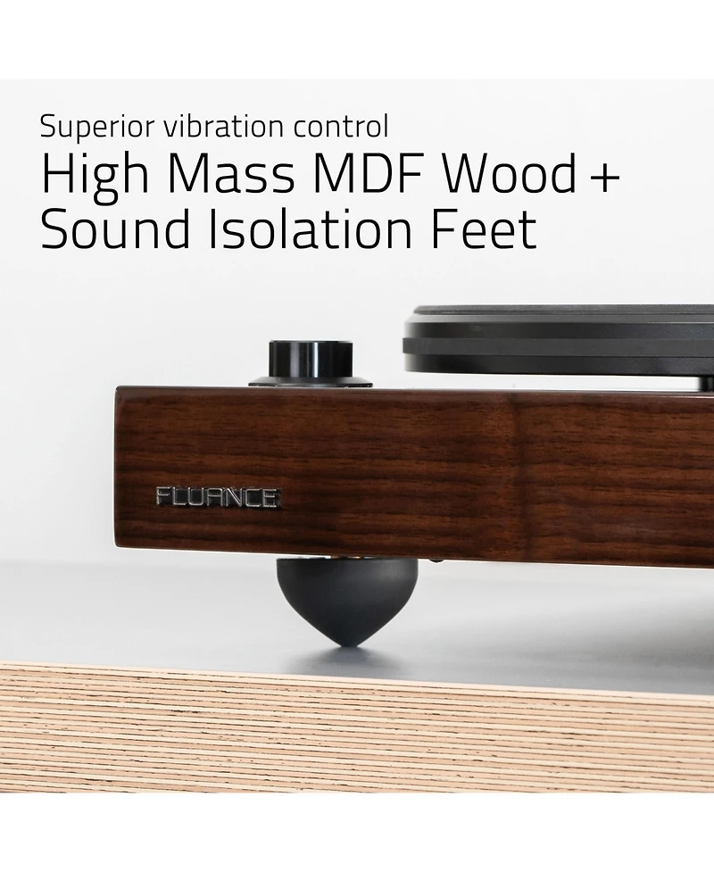 Fluance RT82 Reference High Fidelity Vinyl Turntable Record Player with Ortofon OM10 Cartridge And Anti-Vibration Wood Isolation Base - Piano Black