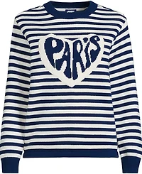 Lands' End Women's Drifter Jacquard Crew Neck Sweater