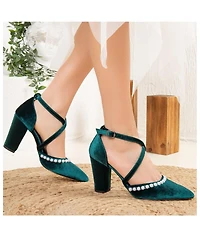 Sina Criss Cross High Block Heels