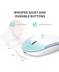 Wireless Keyboard and Mouse, GK08 White Keyboard Mouse Combo, Ergonomic, Quiet