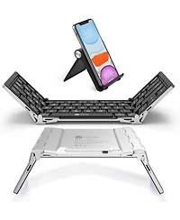 Foldable Bluetooth Keyboard, BK03 Folding Travel Keyboard, Metal Build, Usb-c Charge, Portable Keyboard with Stand Holder for Laptop
