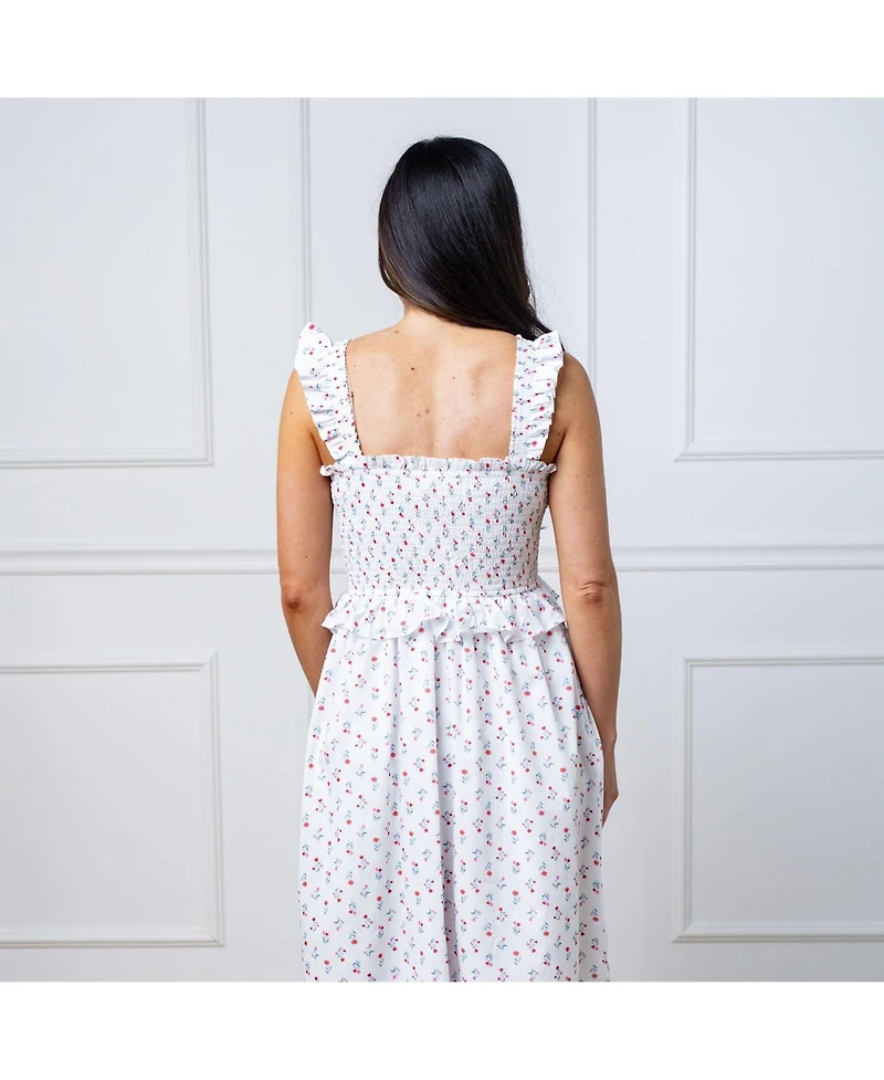 Hope & Henry Women's Organic Smocked Ruffle Shoulder Sundress