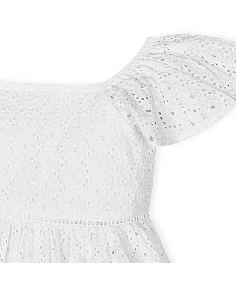 Hope & Henry Toddler Girls Flutter Sleeve Eyelet Dress