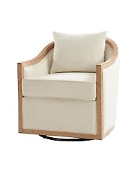 Wifred Farmhouse Rattan Solid Wood Armchair