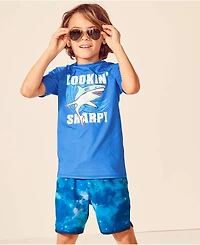 Lands' End Boys Chlorine Resistant Short Sleeve Crew Neck Upf 50 Rash Guard