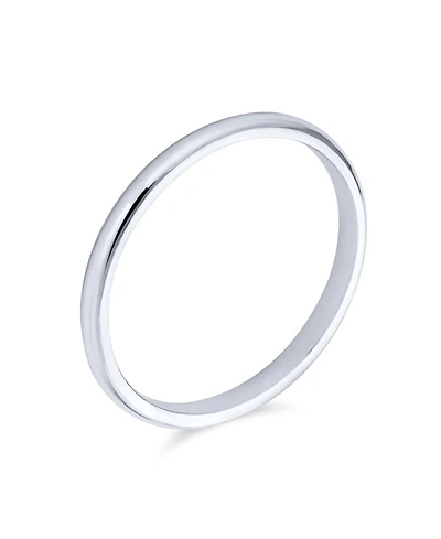 Bling Jewelry Simple Minimalist Thin Stackable .925 Sterling Silver Couples Eternity Band Ring 2MM
