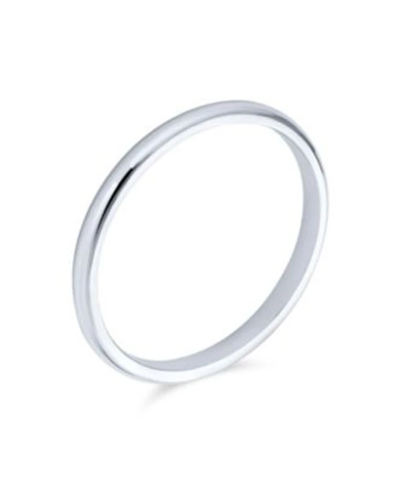 Bling Jewelry Plain Simple Dome Couples Sterling Silver Band Ring 2mm