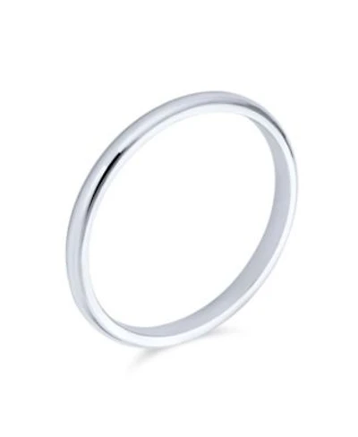 Bling Jewelry Plain Simple Dome Couples Sterling Silver Band Ring 2mm