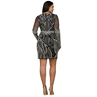 Lara Women's Long Sleeve V-Neck Cocktail Dress