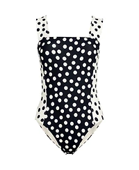 Lands' End Women's Long Torso Square Neck High Leg One Piece Swimsuit
