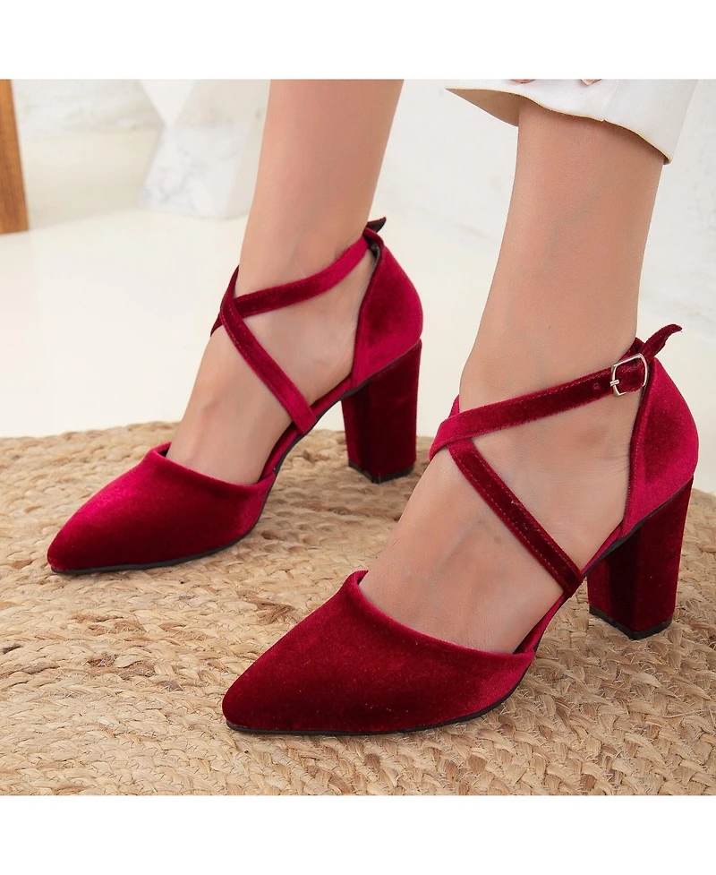 Sina Criss Cross High Block Heels