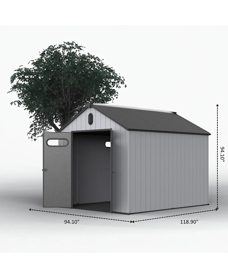 Mondawe 810Ft Resin Plastic Outdoor Storage Shed For Backyard Garden Big Spire Tool Storage