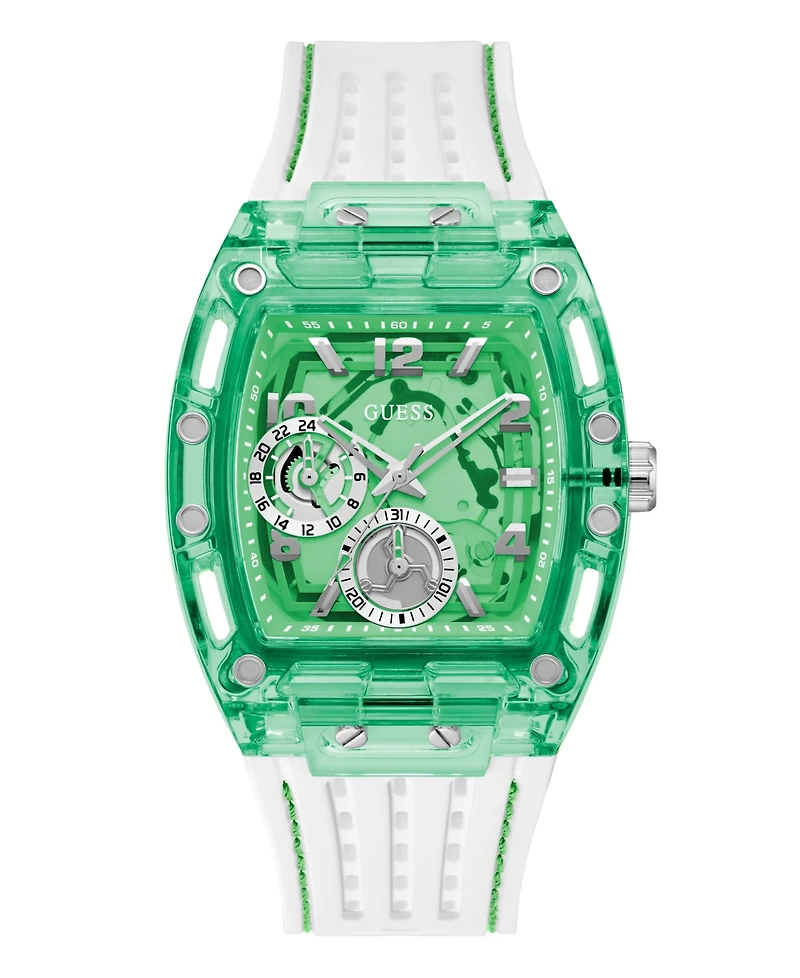 Guess Men's Multi-Function Green Silicone Strap Watch, 42mm