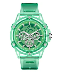 Guess Men's Multi-Function Green Rubber Watch, 48mm