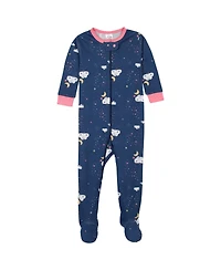 Gerber Baby Girls 4-Pack Snug Fit Footed Cotton Pajamas, Apple & Woodland Floral, 9M