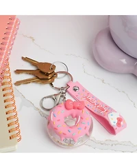 Hello Kitty Donut Keychain with Pink Strap and Sprinkles