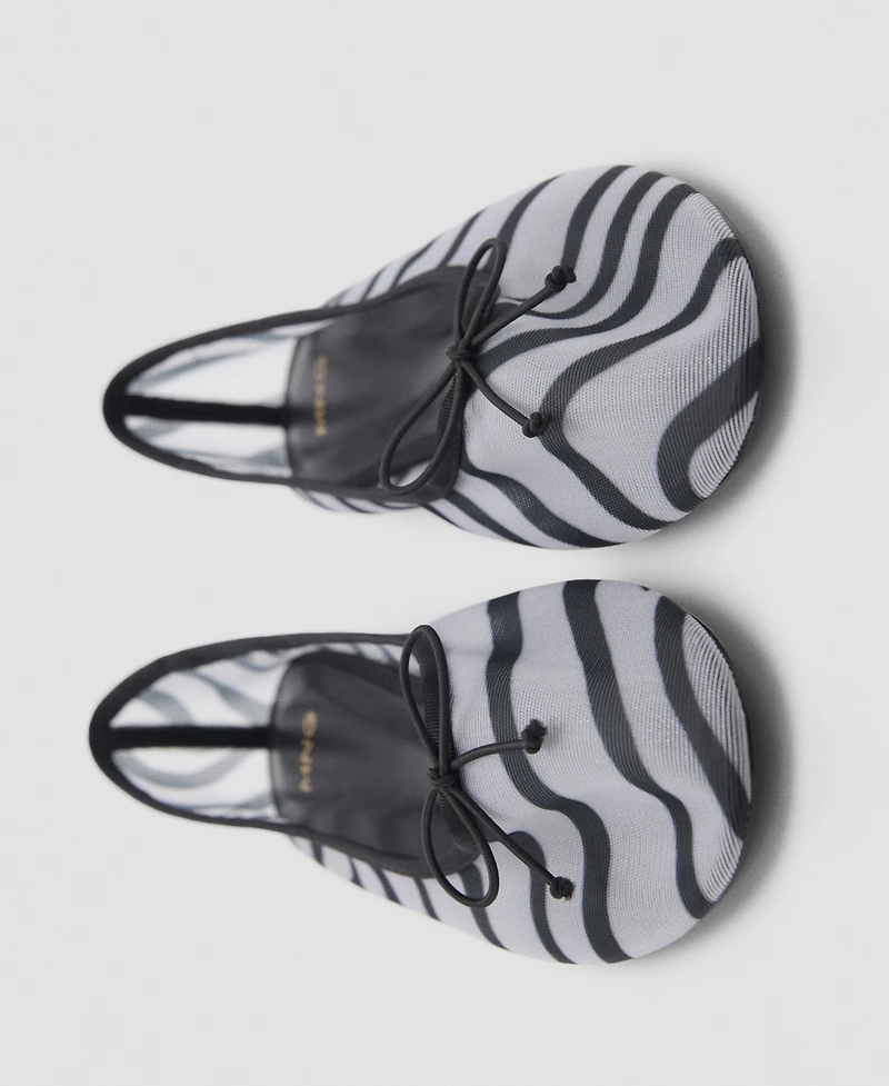 Mango Women's Animal Print Mesh Ballerina Flats