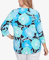 Ruby Rd. Plus Bold Poppies Envelope Neck Top