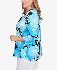Ruby Rd. Plus Bold Poppies Envelope Neck Top