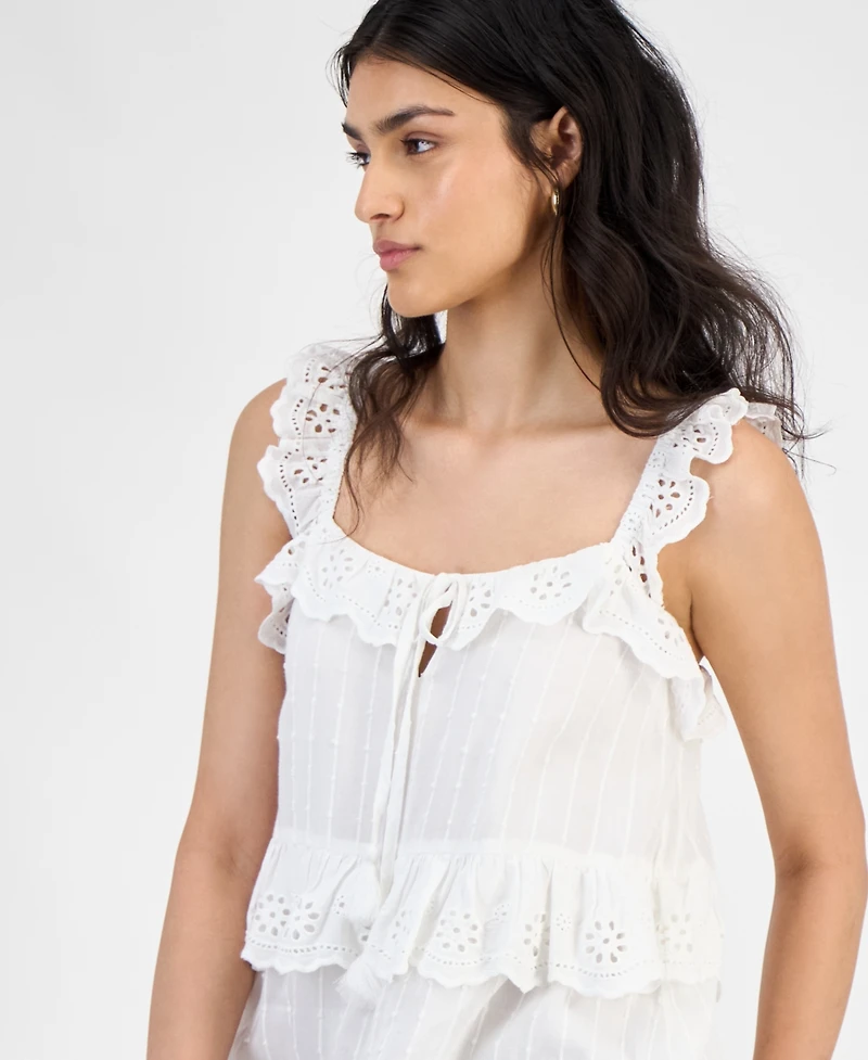 And Now This Women's Eyelet Cotton Tiered Mini Dress, Exclusively at Macy's